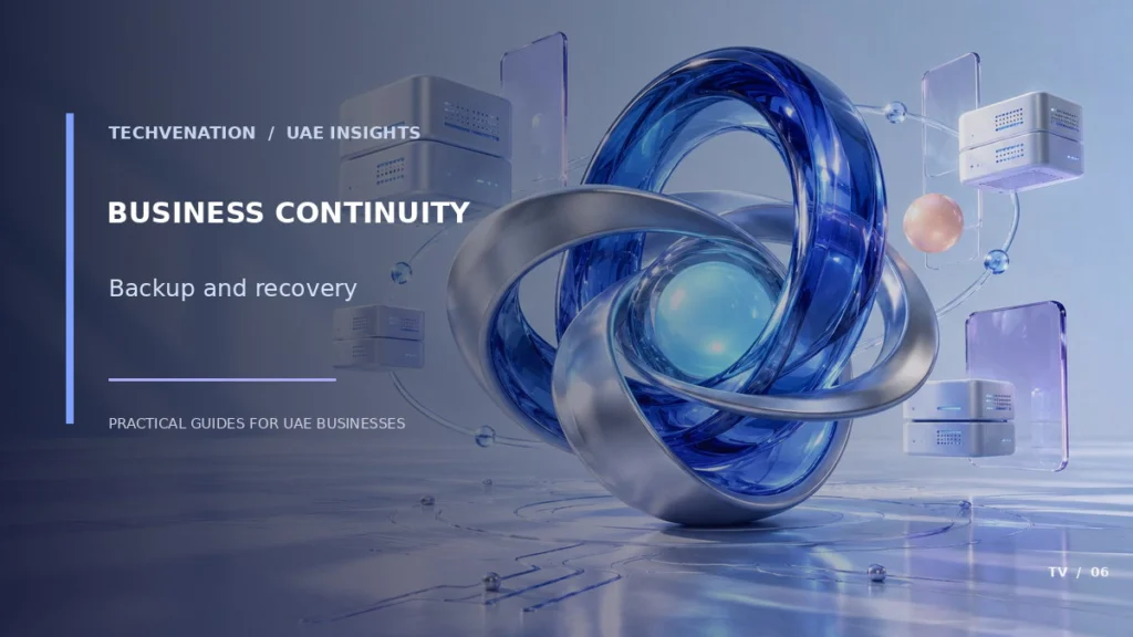 Editorial illustration of backup recovery — conceptual, not a client project photo