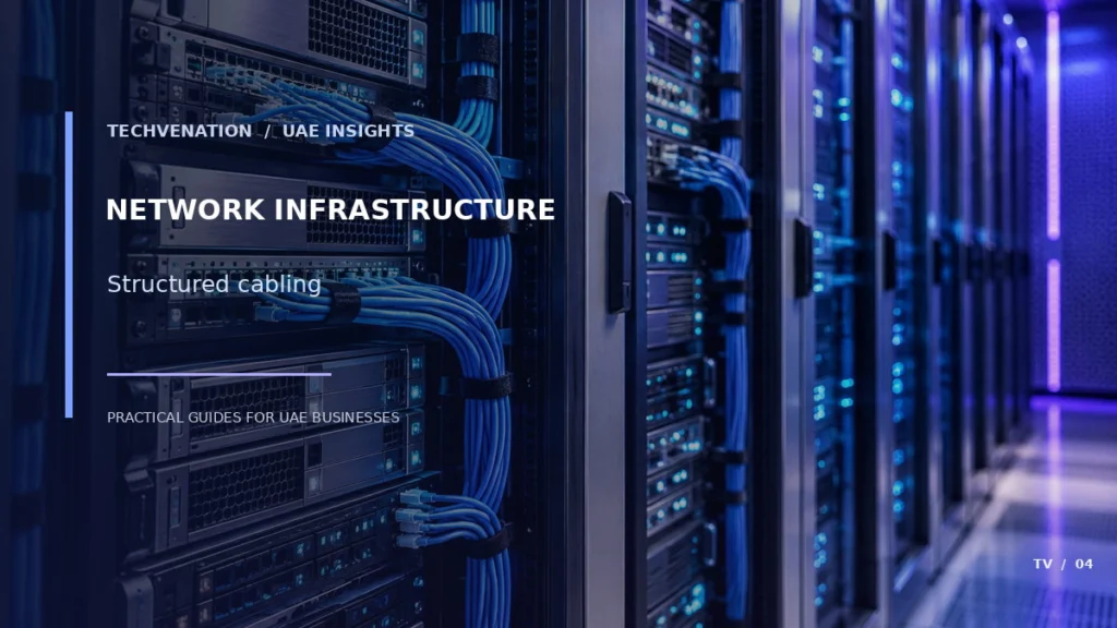 Editorial illustration of structured cabling — conceptual, not a client project photo